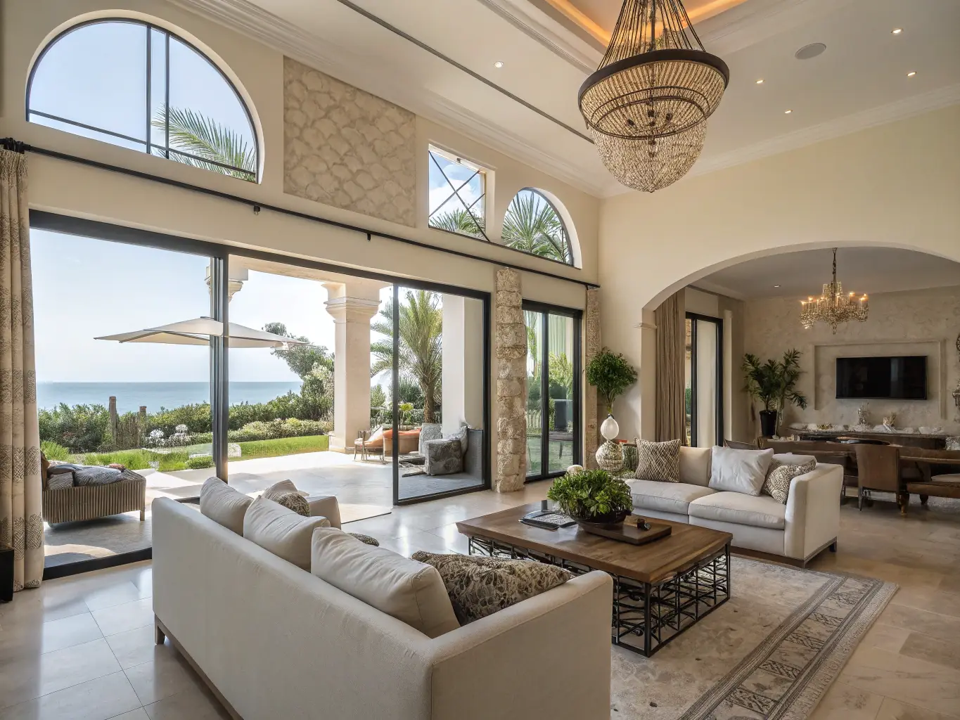 An interior shot of a TerraNova Living villa, showcasing its premium finishes, spacious layout, and high-end appliances, with natural light streaming through large windows.